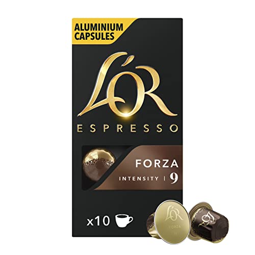 L Or - Capsule Caffè Espresso Forza - Compatibili con Macchine Nespresso - 10 Capsule in Alluminio - Intensità 9
