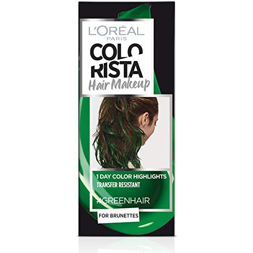 L Oréal Paris Colorista Hair Makeup Colorazione Temporanea 1 Giorno per Ciocche e Punte, Tinta per Capelli Castani, Meches Verde Scuro, 30 ml