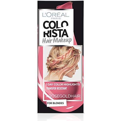 L Oréal Paris Colorista Hair Makeup Colorazione Temporanea 1 Giorno per Ciocche e Punte, Tinta per Capelli Biondi, Meches Rosa Oro, 30 ml