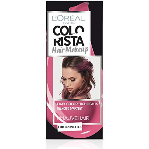 L Oréal Paris Colorista Hair Makeup Colorazione Temporanea 1 Giorno per Ciocche e Punte, Tinta per Capelli Castani, Meches Rosa Malva, 30 ml