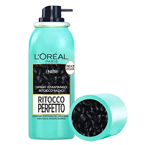 L Oréal Paris Spray Ritocco Perfetto, Spray Istantaneo per Radici e Capelli Bianchi, Durata fino a 1 Shampoo, Colore: Nero, 75 ml