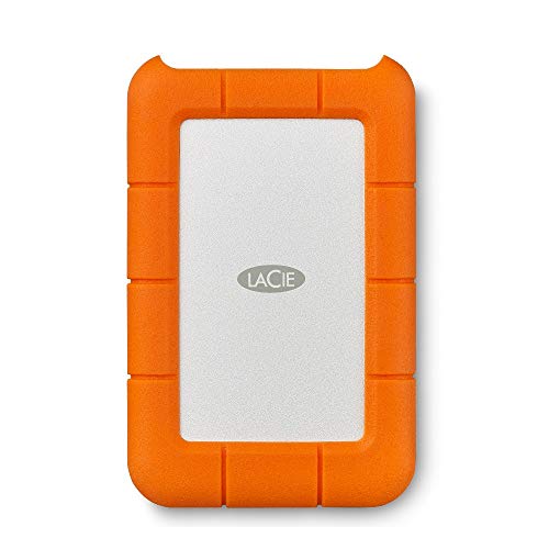 LaCie Rugged Mini, 1 TB, Hard Disk Esterno, Resistente agli Urti e alle Cadute, per PC e Mac, incl. USB-C senza cavo USB-A, Arancione Grigio, 2 anni Rescue Services (LAC301558)