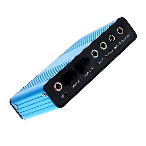LEAGY, Scheda Audio Esterna a 6 canali USB 2.0 Esterna 5.1 Surround Sound Ottico S PDIF Scheda Audio Adattatore per PC Portatile Registrazione Compatibile con Windows 10 8 7 XP, Bleu