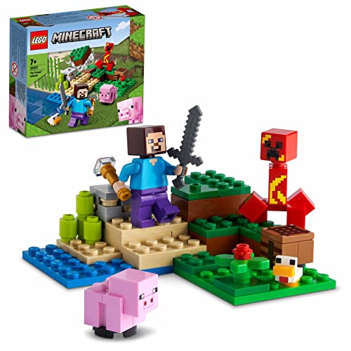 LEGO 21177 Minecraft L agguato del Creeper, Mattoncini da Costruzione con Steve e 2 Minifigure, Giochi per Bambini 7+ Anni