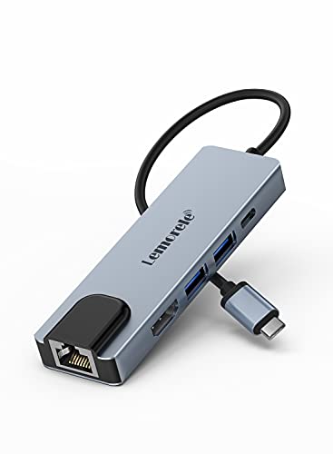 Lemorele Hub USB C Ethernet -6 in 1, Spazio Alluminio Adattatore USB C Hub con HDMI 4K, PD 100 W, 2 USB 3.0, Adattatore MacBook Air Pro, iPad, Switch, Chromecast, Windows. Business Blue-Fashion Blue