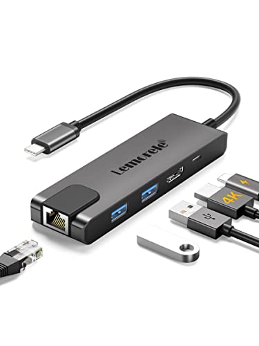 Lemorele Hub USB C Ethernet RJ45 a 1000M - 6 in 1, Spazio Alluminio Adattatore USB C Hub con HDMI 4K, PD 100W, 2 USB 3.0, USB C per MacBook Air Pro M1, iPad M1, Windows, Switch, Chromecast, Cellulare