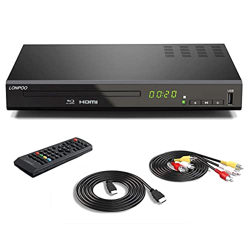 Lettore Blu-Ray dvd Per TV - 1080P HD Lettore DVD Compatto con Uscita AV & HDMI & Coassiale, Ingresso USB, Supporta Bluray DVD Region B 2 & DVDs Regione Libera 1~6…