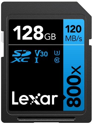 Lexar High-Performance 800x Scheda SD 128 GB, Scheda di Memoria SDXC UHS-I, Fino a 120 MB s in Lettura, per fotocamere point-and-shoot, DSLR di fascia media, videocamera HD (LSD0800128G-BNNAG)