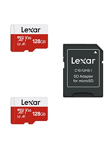 Lexar Micro SD 128 GB, Scheda Micro SD fino a 100 MB sec(R), Scheda di Memoria microSDXC con Adattatore SD, A1, U3, C10, V30, Micro SD Card Confezione da 2