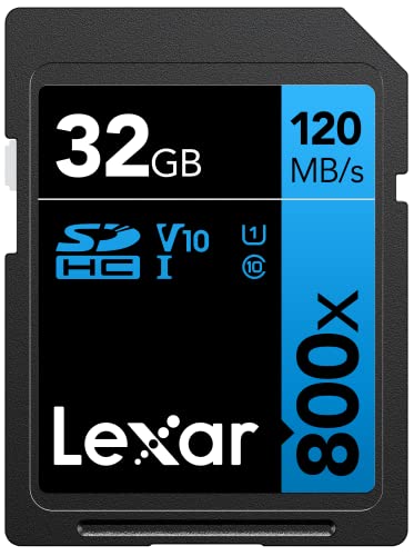 Lexar SDHC High-Performance 32GB 800x UHS-I serie BLUE, Classe 10, U1, V10, per Registrazione video in 4K, Alta velocità di trasferimento, nero blue