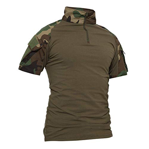 LiliChan Camicie Tattiche da Uomo a Maniche Corte Camicia Militare Camicia da Esterno Camicia Tattica da Combattimento con Cerniera (Large, Jungle Camouflage)