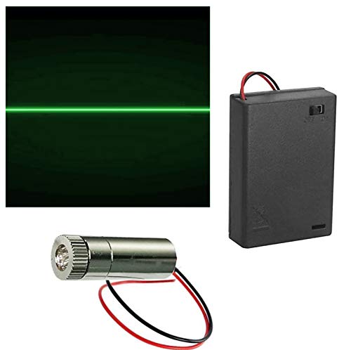 Linea Verde Laser Modulo(1pcs, 520nm ), CTRICALVER Focus Regolabile Laser Testa 5.5-6V + 1pcs 4.5V Batterie AA Custodia Porta (Forma della sorgente luminosa: linea)