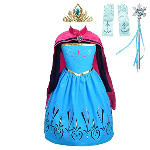 Lito Angels Costume Incoronazione con Mantello e Accessori Principessa Elsa per Bambina, Vestito da Regina delle Nevi Regno di Ghiaccio, Taglia 3-4 Anni