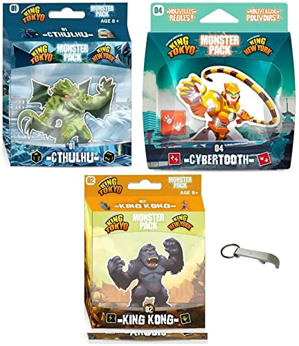 Lot de 3 Extensions Iello King of Tokyo - Monster Pack FR : King Kong + Cthulhu + Anubis + 1 Yoyo Blumie