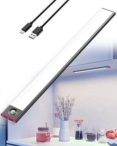 Luce Sottopensile Cucina LED Ricaricabile con Sensore Movimento, Batteria da 3600mAh 40cm Dimmerabile Luce Armadio USB C Barra Luminosa LED Senza Fili Adesive Luci Notte per Scale Interne Guardaroba