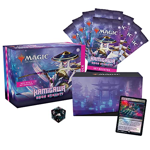 Magic The Gathering Bundle di Kamigawa: Dinastia Neon, 8 buste Dell’espansione e Accessori (Versione Inglese)