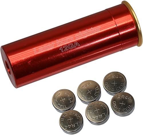 MAYMOC 12GA Bore Sight Red Dot Cartuccia con 2 set di batterie