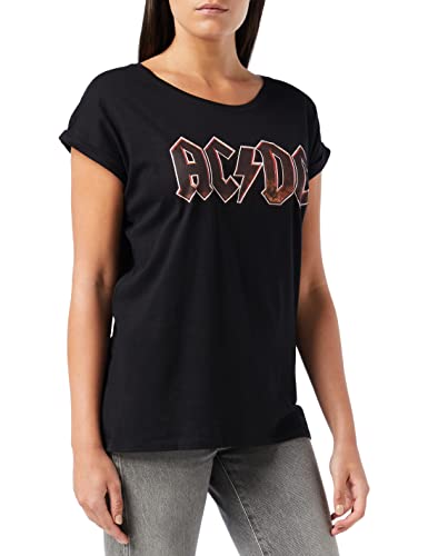 MERCHCODE Ladies AC DC Voltage Tee T-Shirt, Black, S Donna...