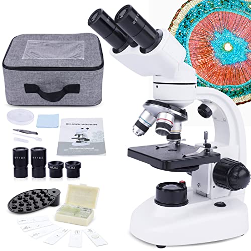 Microscopio binoculare 40X-1000X per adulti, microscopio binoculare composto con vetrini per microscopio, spina EU, adattatore per telefono, microscopio per uso domestico educativo hobbistico
