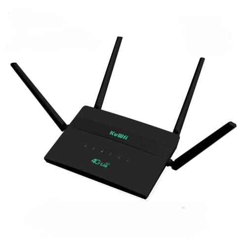 Modem 4G SIM, KuWFi Router WiFi Con Sim Slot, 4G LTE Router Con 4 Antenne Ad Alto Guadagno, Wan Lan Port, Wireless Fino a 300Mbps, Supporto B1 B3 B7 B8 B20