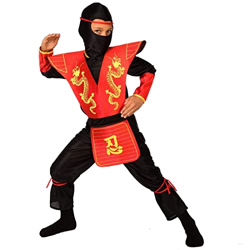 Morph Ninja Rosso Bambino, Dragone Rosso Vestito Carnevale Ninja, Costumi Di Carnevale Per Bambini Taglia M