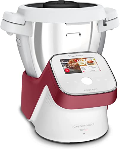 Moulinex HF9345 I-Companion Touch XL Robot da Cucina Multifunzione,1550 W, 3L, da 30 a 150 °C,14 Programmi Automatici, 5 Accessori Dedicati, Ricettari Personali Tramite l’App,Touchscreen, Rosso Bianco