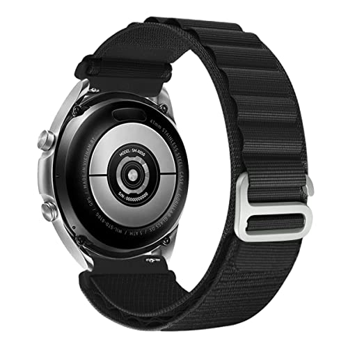 MroTech Alpine Loop Compatibile con Samsung Galaxy Watch 5 5 Pro 4 4 Classic 3 41mm,Gear Sport,S2 Clasic,Galaxy Active Active2 Cinturino 20mm Nylon Tessuto Gancio a G in Titanio Sport Band 20 mm,Nero