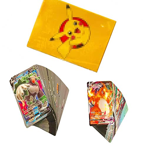 MRZJFA 100 Compatibili con i Carte Pokemon Rare (50V + 50VMAX)-Versione Inglese, Flash Trading Puzzle Gioco di Carte Divertenti Regali di Compleanno Per Ragazzi e Ragazze