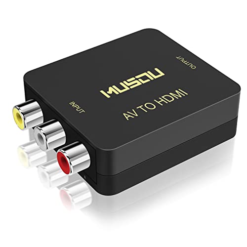 Musou Convertitore AV a HDMI Adattatore RCA to HDMI 1080p Mini CVBS Composito a HDMI Video Audio Convertitore per TV PC PS3 Blue-Ray DVD XBOX SKY HD VHS VCR