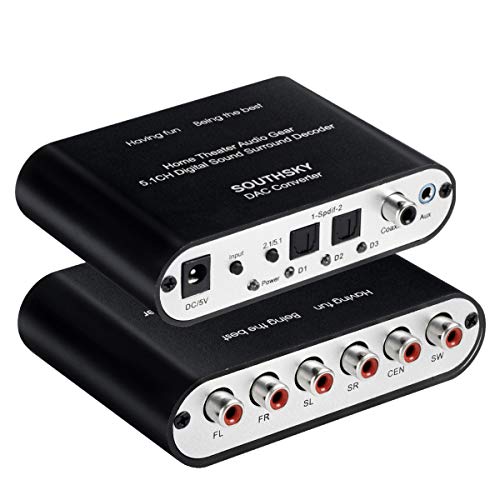 SOUTHSKY 5.1 Audio Rush Digital Sound Converter – SPDIF Ottico Coassiale a 5.1CH Canali Analogica (6RCA output) Supporto PS2,PS3,PS4,Dolby AC3 DTS