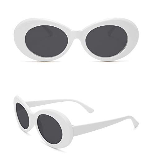 N-K Occhiali da sole da donna, stile rétro con Cat Eye, occhiali da sole di grandi dimensioni, stile vintage, UV400 per attività all aperto, colore bianco U0026 Gery, resistenti e utili design