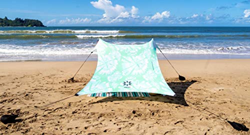 Neso Tenda da Spiaggia Tents con Ancoraggio a Sabbia, Parasole Portatile - 2.1m x 2.1m - Angoli rinforzati brevettati (Colore) (Mint Tie Dye)