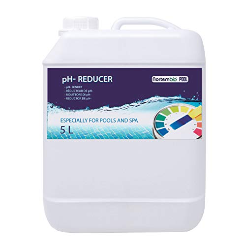 Nortembio Pool pH- Minus 5 L, Riduttore Naturale di pH per Piscina e Spa. Migliora la Qualità dell Acqua, Regolatore di pH, Vantaggioso per la Salute. Prodotto CE.