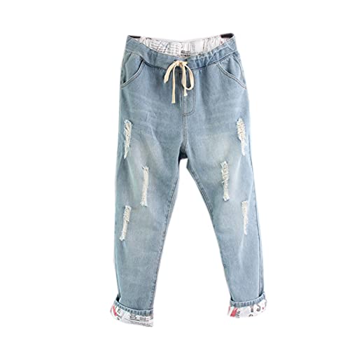 Nuovi Jeans Strappati alla Moda da Donna Pantaloni Larghi da Donna Harem