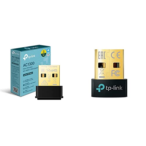 [Nuovo] TP-Link Archer T3U Nano Adattatore USB Scheda di Rete, Wireless Dual-Band WiFi AC1300Mbps, Nano Size & Adattatore Bluetooth USB 2.0 Dongle Bluetooth 5.0 UB500, Trasferimento Wireless