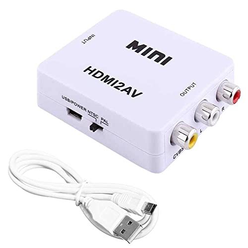 Ociodual Adattatore Convertitore da HDMI Digitale a AV RCA CVBS Analogico Interfaccia HDMI2AV Audio Video 1080p per PC TV Bianco