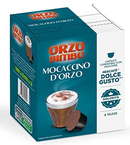 Orzo Bimbo Mocaccino D Orzo, Capsule Compatibili Nescafé Dolce Gusto, Bevanda con Orzo e Cacao, Cremoso e Goloso, per La Colazione e le Pause, 8 Capsule