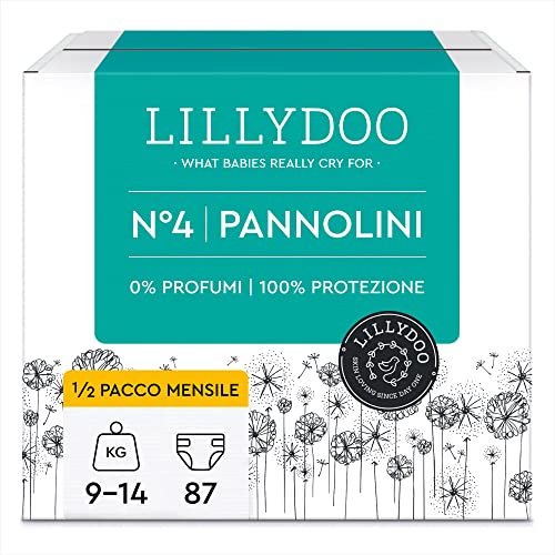 Pannolini ipoallergenici LILLYDOO, taglia 4 (9-14 kg), Confezione da 3 x 29 pannolini (87 pannolini)