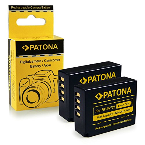 PATONA 2x Batteria Sostituzione per Fuji NP-W126 Compatibile con Fujifilm FinePix HS50EXR XPro-3