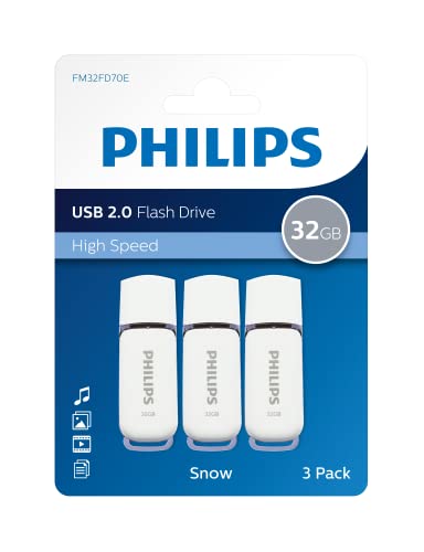 Pen Drive 32gb USB 2.0 Philips Snow Edition Grey FM32FD70E 00 chiavetta flash drive (32 GB) confezione da 3 pezzi