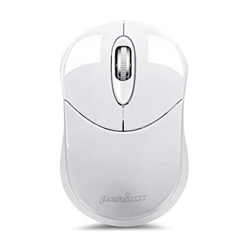 Perixx Perimice-802 - Mini mouse wireless Bluetooth, portatile, piccolo mouse ottico a 3 pulsanti, per computer portatile, Android, tablet, PC, funziona senza ricevitore USB, bianco, PERIMICE-802W