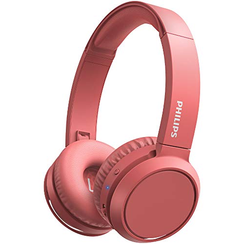Philips H4205RD 00 Cuffie Bluetooth con Tasto Bass Boost, Bluetooth, 29 Ore di Riproduzione, Funzione Ricarica Rapida, Isolamento dai Rumori, Richiudibile, Rosso