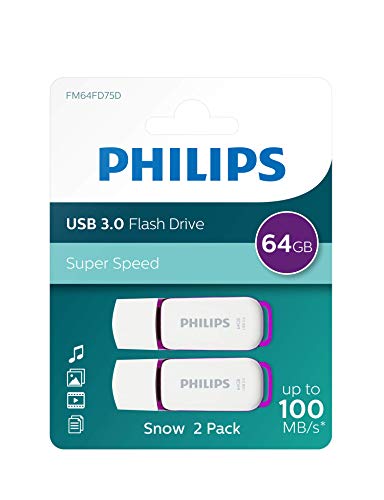 Philips Snow USB Flash Drive 64 GB, USB 3.0, confezione da 2 - grigio