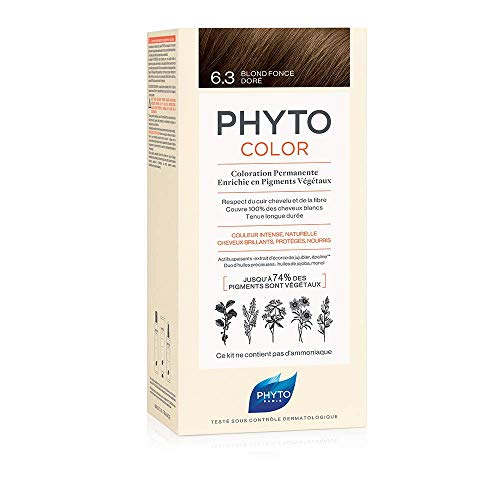 Phyto Phytocolor 6.3 Biondo Scuro Dorato Colorazione Permanente senza Ammoniaca, 100 % Copertura Capelli Bianchi