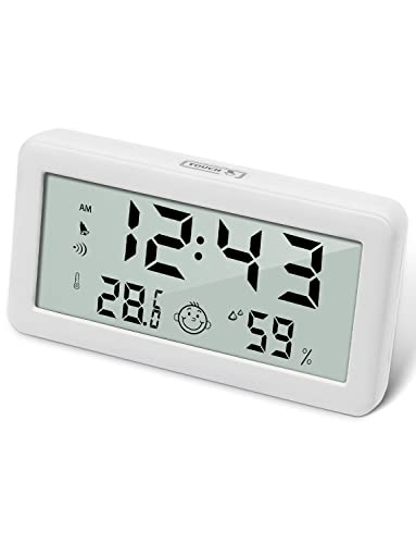 Pitasha Multifunzione Termometro Igrometro Sveglia, Orologio Digitale con Monitor di Temperatura e Umidità e Indicatore di Comfort