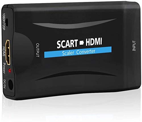 QGECEN Convertitore da Scart a HDMI, Adattatore Scart HDMI per TV STB VCR VHS DVD Xbox PS1 PS2 PS3 WII