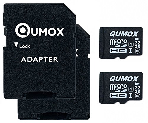 QUMOX 2pcs Pacchetto 32GB Micro SD Memory Card Classe 10 UHS-I da 32 GB HighSpeed velocità di Scrittura 15 MB s velocità di Lettura Fino a 70MB   S