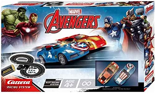 Radiokontrol Carrera 1 43 Marvel Avengers Iron Man e Captain America 2,4Mt New Pista Autopista Elettrica a BATTERIE Regalo Bambin