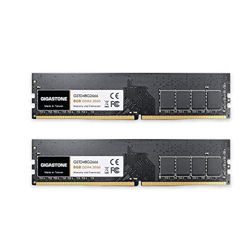 [RAM DDR4] Gigastone Desktop RAM 16GB (2x8GB) DDR4 16GB DDR4-2666MHz PC4-21300 Unbuffered Non-ECC 1.2 V CL19 UDIMM RAM di Memoria 288 Pin per Desktop, Computer (SOLO Desktop)
