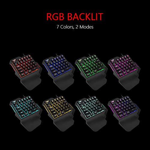 RedThunder Tastiera da Gioco a Una Mano RGB Retroilluminata 35 Tast...